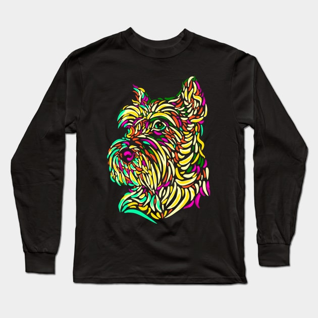 Yorkshire Terrier abstract art Long Sleeve T-Shirt by BAJAJU